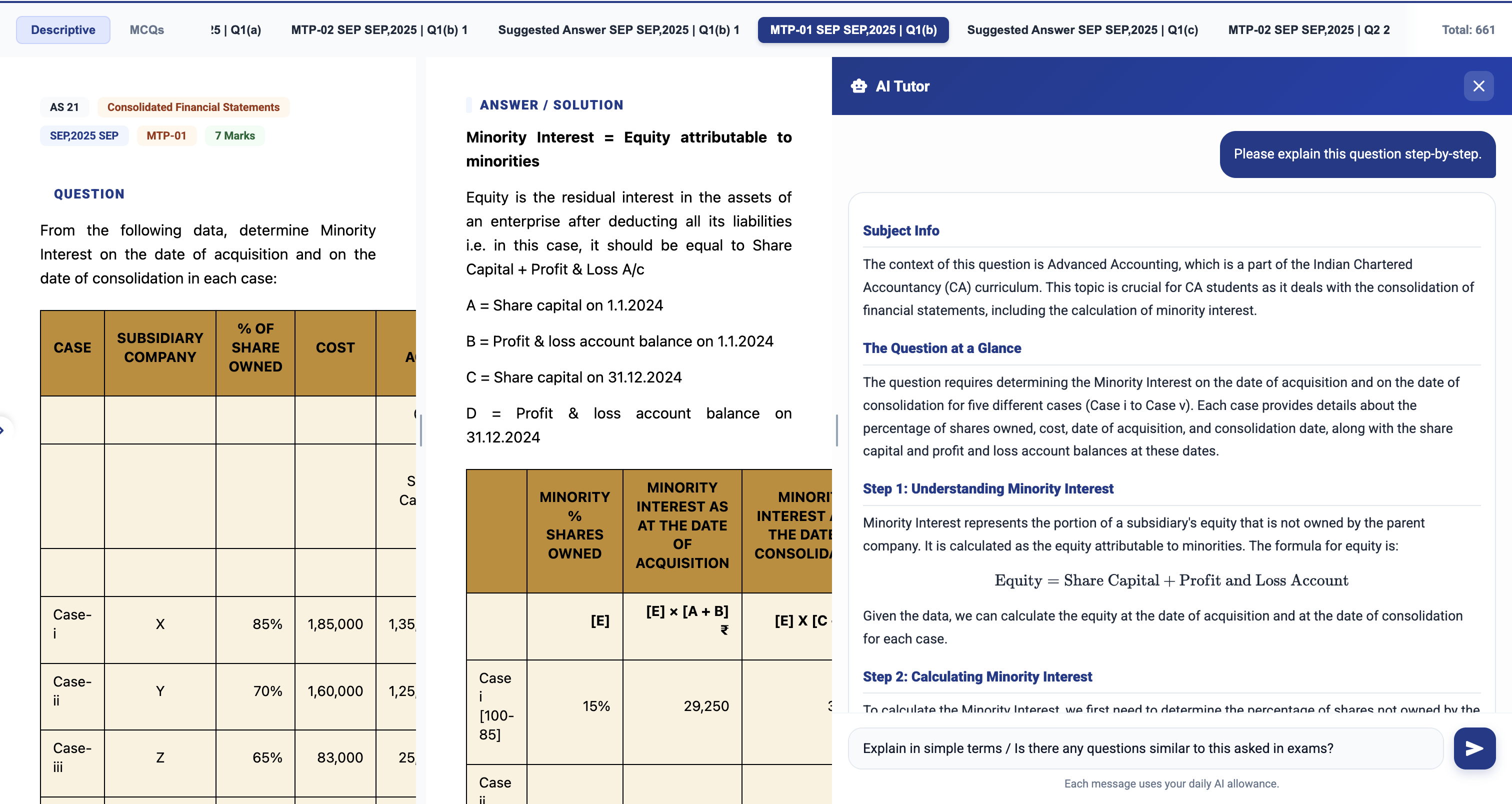 CaPeer AI Tutor — instant CA doubt clarification preview